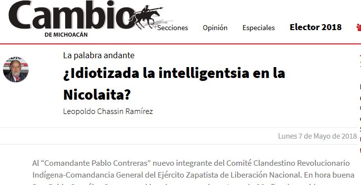 Lee más sobre el artículo ¿Idiotizada la intelligentsia en la Nicolaita?