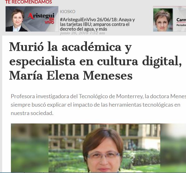 Lee más sobre el artículo Murió la académica y especialista en cultura digital, María Elena Meneses