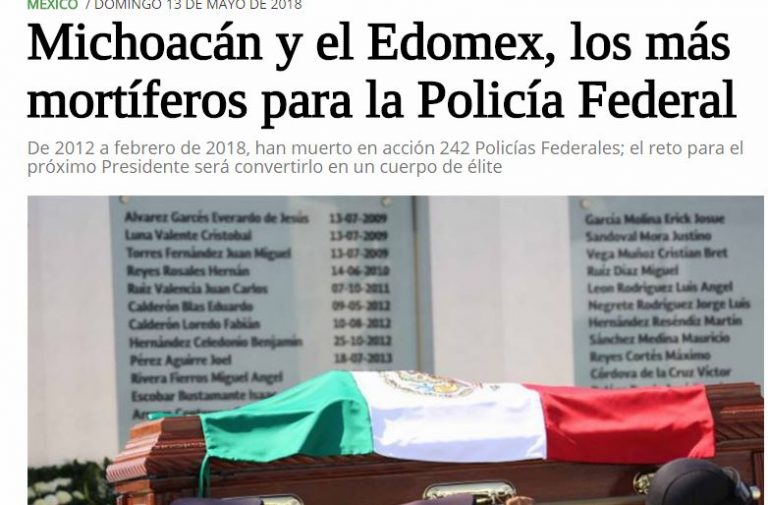 Lee más sobre el artículo Michoacán y el Edomex, los más mortíferos para la Policía Federal