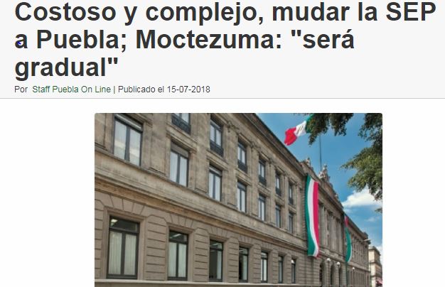 Lee más sobre el artículo Costoso y complejo, mudar la SEP a Puebla; Moctezuma: “será gradual”