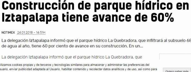 Lee más sobre el artículo Construcción de parque hídrico en Iztapalapa tiene avance de 60%