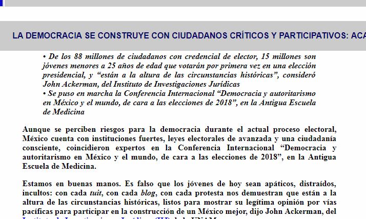 Lee más sobre el artículo LA DEMOCRACIA SE CONSTRUYE CON CIUDADANOS CRÍTICOS Y PARTICIPATIVOS: ACADÉMICOS DE LA UNAM