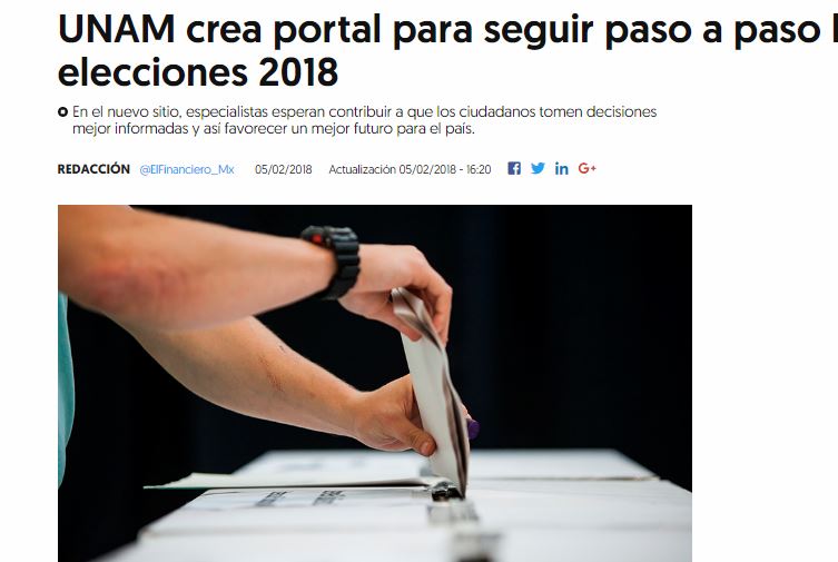 Lee más sobre el artículo UNAM crea portal para seguir paso a paso las elecciones 2018