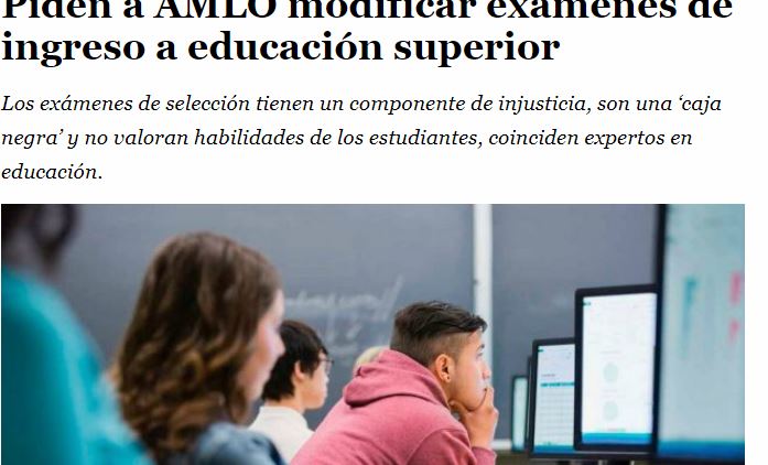 Lee más sobre el artículo Piden a AMLO modificar exámenes de ingreso a educación superior