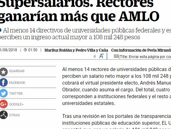 Lee más sobre el artículo Supersalarios, Rectores ganarían más que AMLO.