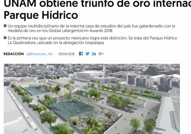 Lee más sobre el artículo UNAM obtiene triunfo de oro internacional por Parque Hídrico