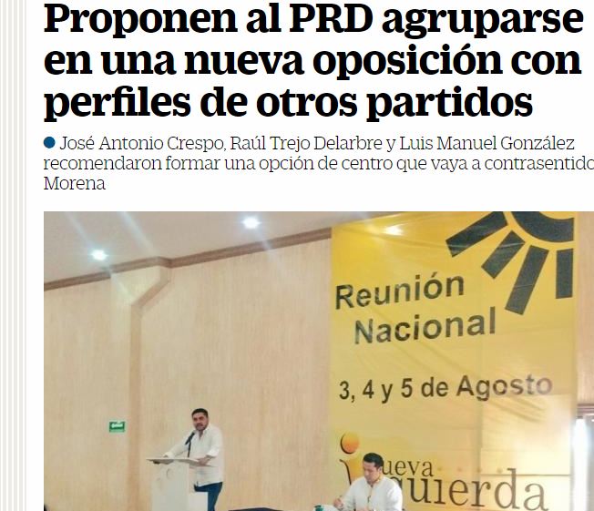 Lee más sobre el artículo Proponen al PRD agruparse en una nueva oposición con perfiles de otros partidos