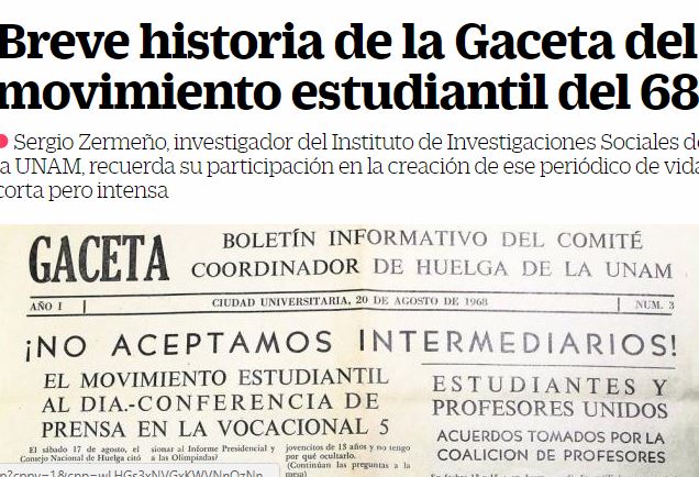 Lee más sobre el artículo Breve historia de la Gaceta del movimiento estudiantil del 68