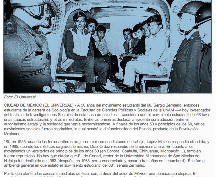 Lee más sobre el artículo En 1968 el autoritarismo estatal se confrontó a una sociedad en proceso de modernización