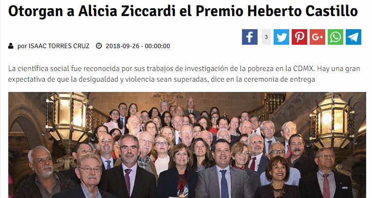 Lee más sobre el artículo Otorgan a Alicia Ziccardi el Premio Heberto Castillo