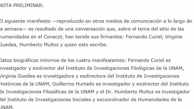 Lee más sobre el artículo Las humanidades en el Conacyt. Un manifiesto