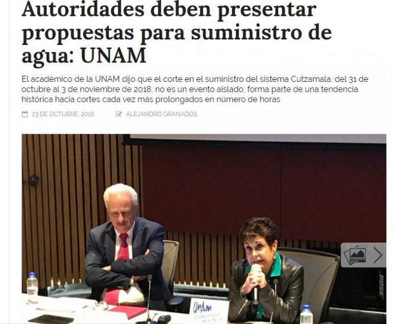 Lee más sobre el artículo Autoridades deben presentar propuestas para suministro de agua: UNAM