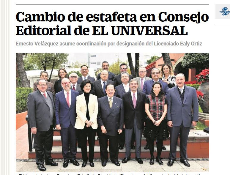 Lee más sobre el artículo Cambio de estafeta en Consejo Editorial de El Universal