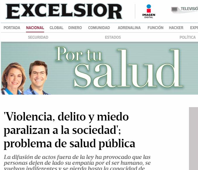 Lee más sobre el artículo ‘Violencia, delito y miedo paralizan a la sociedad’; problema de salud pública