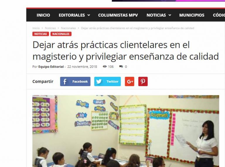 Lee más sobre el artículo Dejar atrás prácticas clientelares en el magisterio y privilegiar enseñanza de calidad