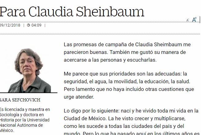 Lee más sobre el artículo Para Claudia Sheinbaum