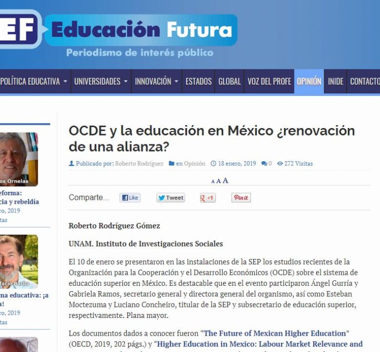 Lee más sobre el artículo OCDE y la educación en México ¿renovación de una alianza?