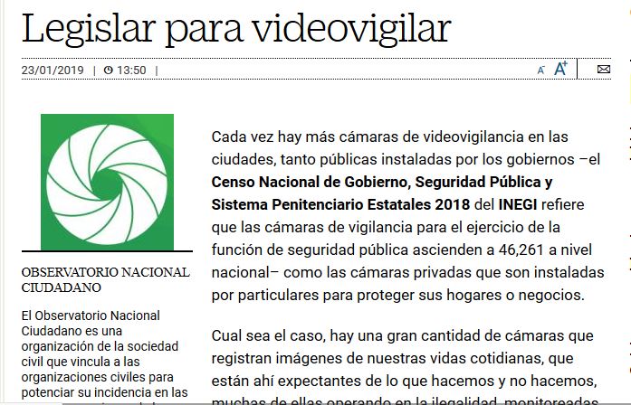 Lee más sobre el artículo Legislar para videovigilar