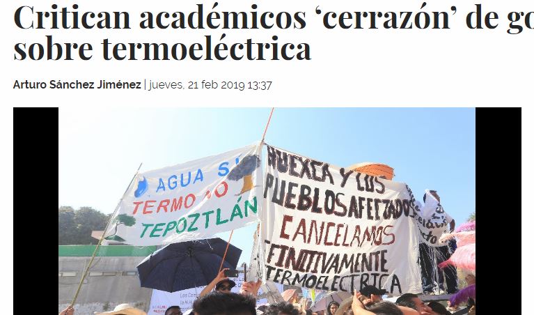 Lee más sobre el artículo Critican académicos ‘cerrazón’ de gobierno federal sobre termoeléctrica