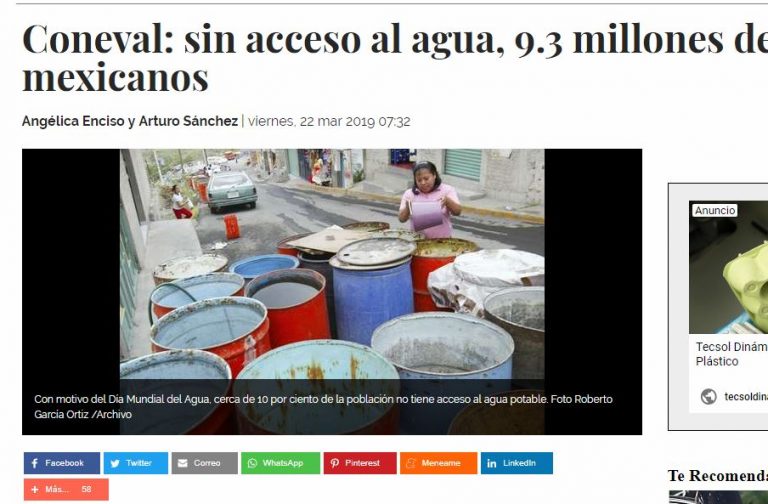 Lee más sobre el artículo Coneval: sin acceso al agua, 9.3 millones de mexicanos