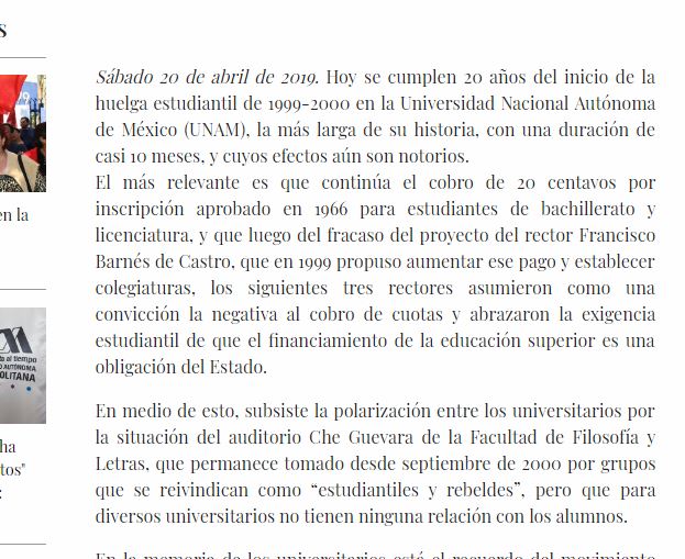 Lee más sobre el artículo Notorios efectos en la UNAM a 20 años de la huelga contra las cuotas