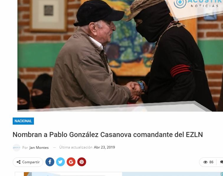 Lee más sobre el artículo Nombran a Pablo González Casanova comandante del EZLN