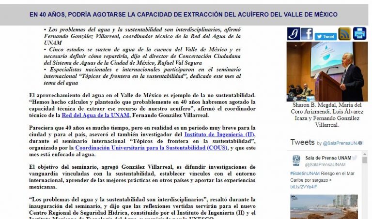 Lee más sobre el artículo En 40 años, podría agotarse la capacidad de extracción del acuífero del Valle de México