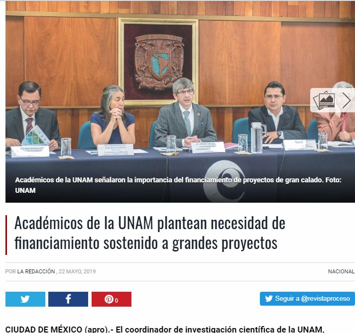 Lee más sobre el artículo Académicos de la UNAM plantean necesidad de financiamiento sostenido a grandes proyectos