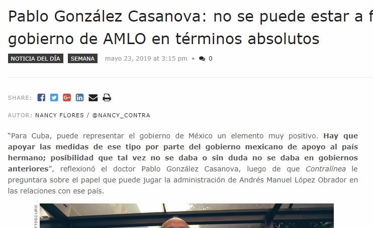 Lee más sobre el artículo Pablo González Casanova: no se puede estar a favor o en contra del gobierno de AMLO en términos absolutos