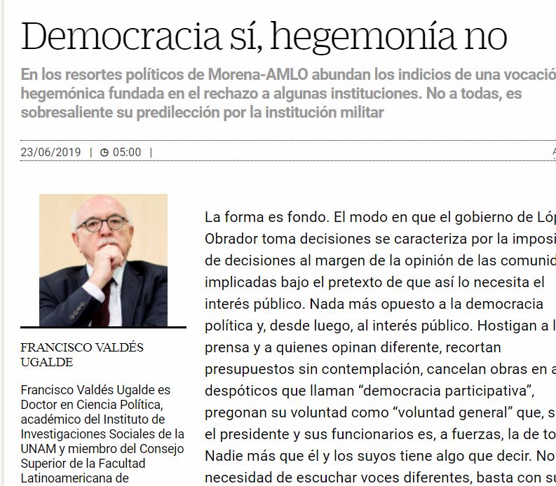 Lee más sobre el artículo Democracia si, hegemonia no