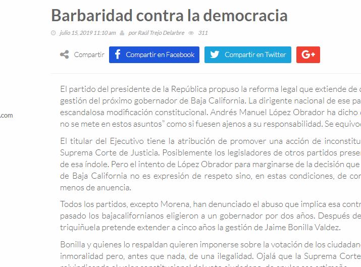 Lee más sobre el artículo Barbaridad contra la democracia