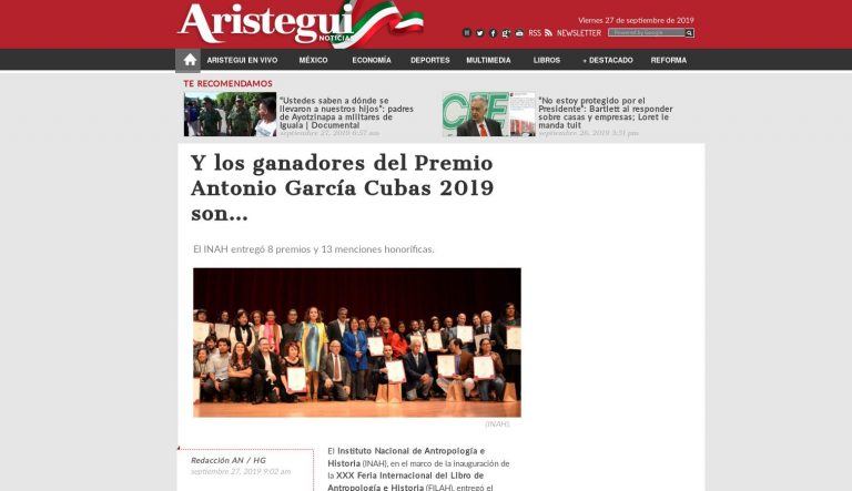 Lee más sobre el artículo Y los ganadores del Premio Antonio García Cubas 2019 son…