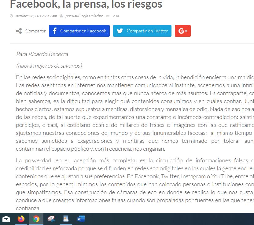 Lee más sobre el artículo Facebook, la prensa, los riesgos