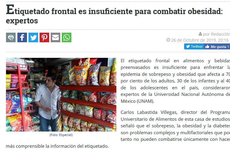 Lee más sobre el artículo Etiquetado frontal es insuficiente para combatir obesidad: expertos