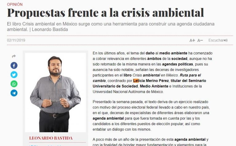 Lee más sobre el artículo Propuestas frente a la crisis ambiental