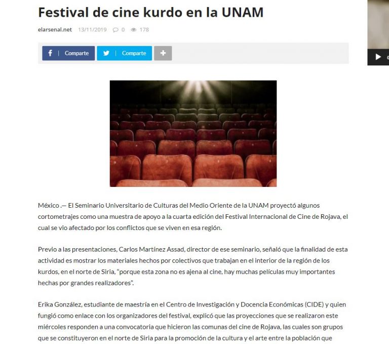 Lee más sobre el artículo Festival de cine kurdo en la UNAM