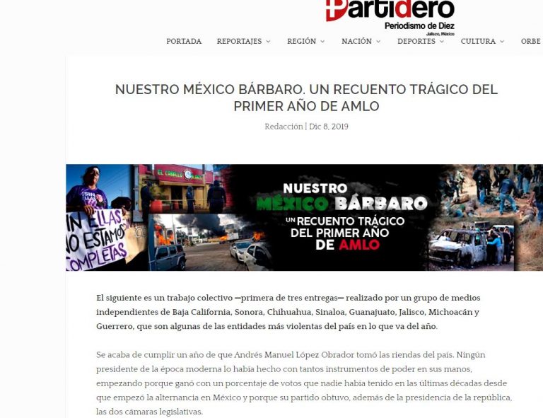 Lee más sobre el artículo NUESTRO MÉXICO BÁRBARO. UN RECUENTO TRÁGICO DEL PRIMER AÑO DE AMLO