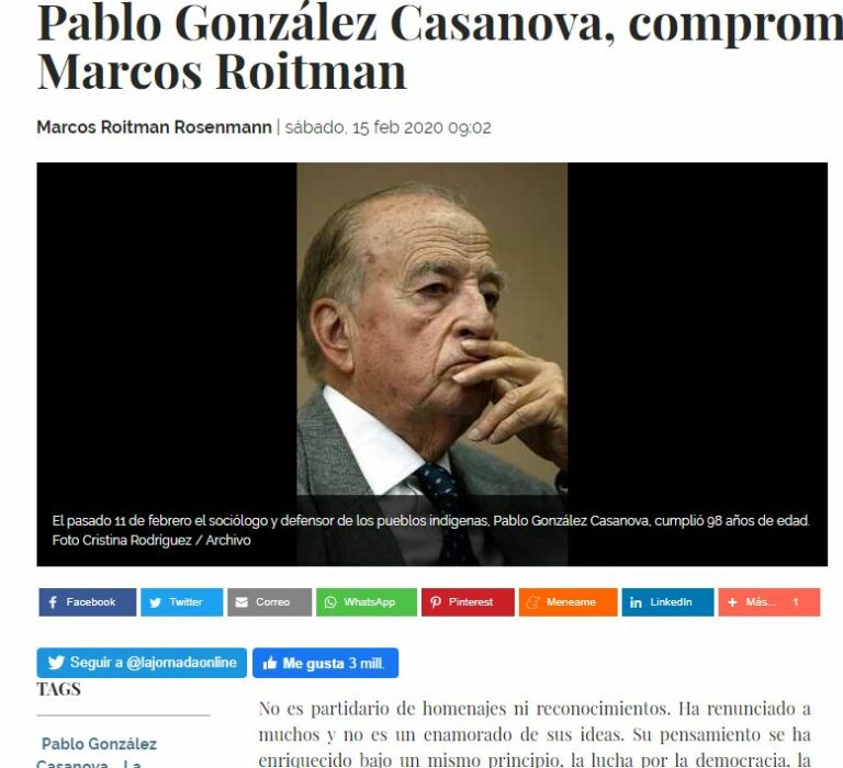 Lee más sobre el artículo Pablo González Casanova, compromiso y dignidad