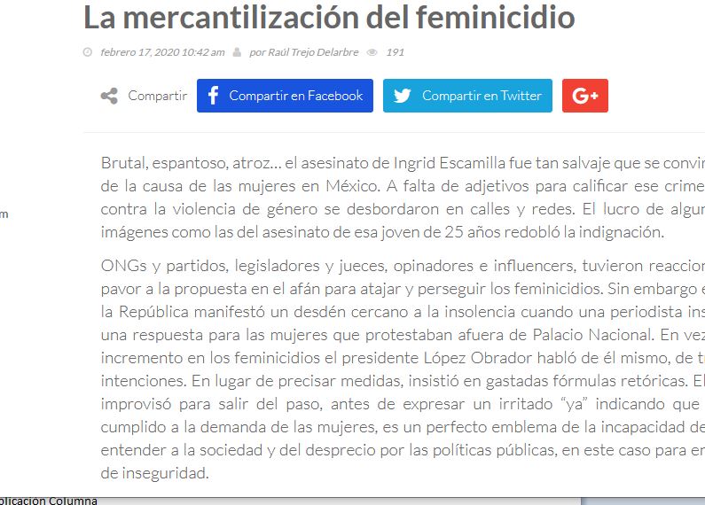 Lee más sobre el artículo La Mercantilización del feminicidio