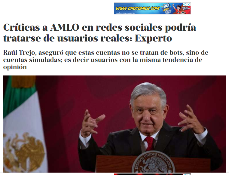 Lee más sobre el artículo Críticas a AMLO en redes sociales podría tratarse de usuarios reales: Experto