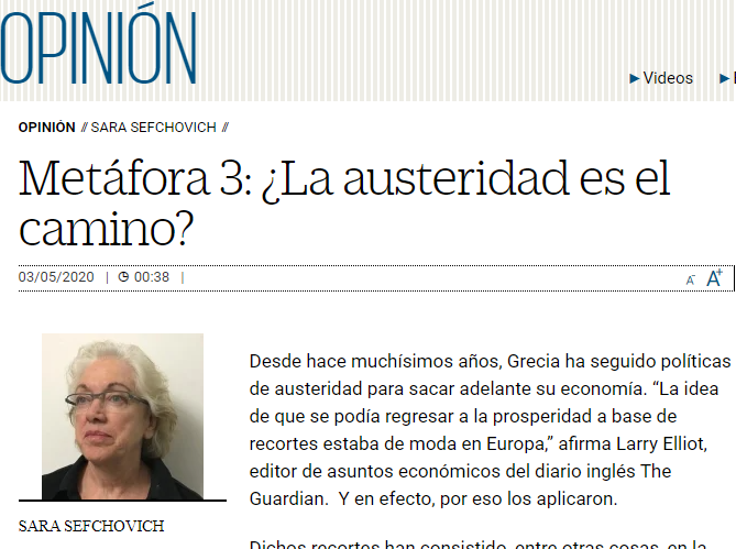 Lee más sobre el artículo Metáfora 3: ¿la austeridad es el camino?