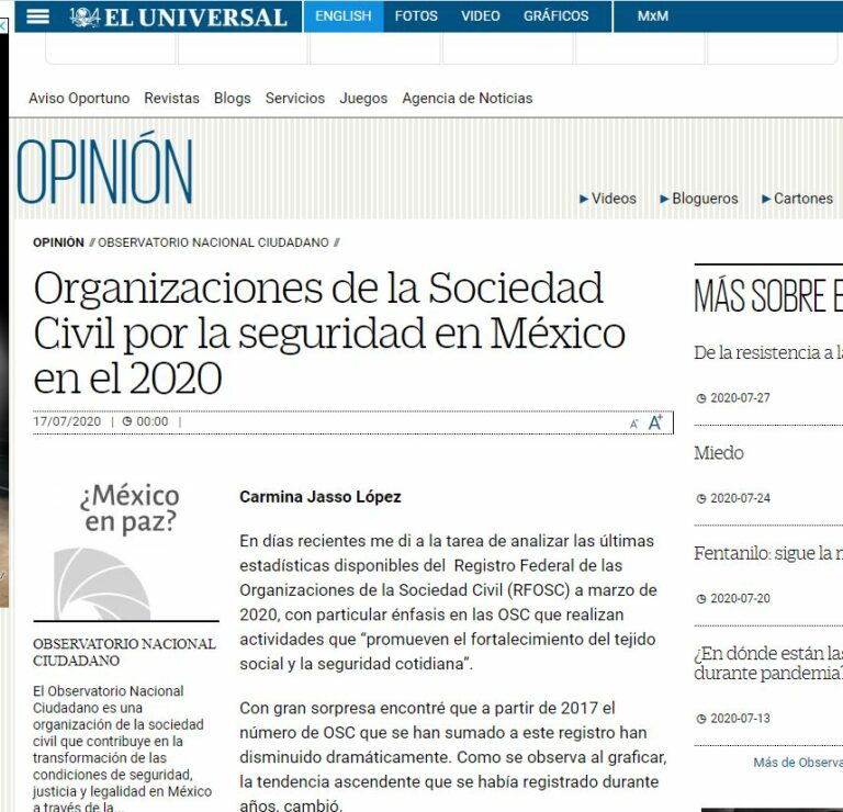 Lee más sobre el artículo Organizaciones de la Sociedad Civil por la seguridad en México en el 2020