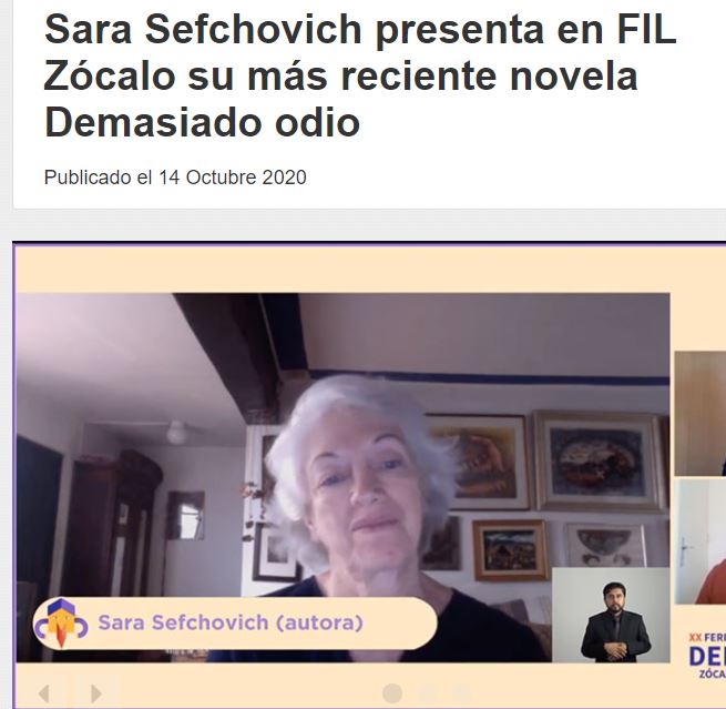 Lee más sobre el artículo Sara Sefchovich presenta en FIL Zócalo su más reciente novela Demasiado odio