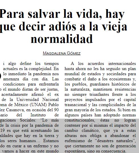 Lee más sobre el artículo Para salvar la vida, hay que decir adiós a la vieja normalidad