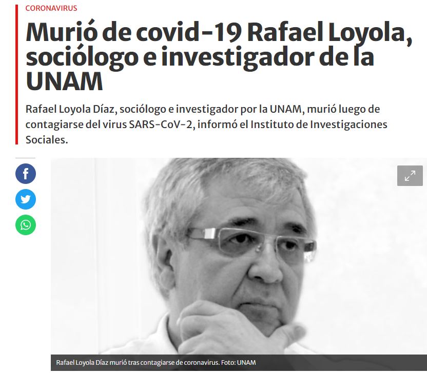 Lee más sobre el artículo Murió de covid-19 Rafael Loyola, sociólogo e investigador de la UNAM