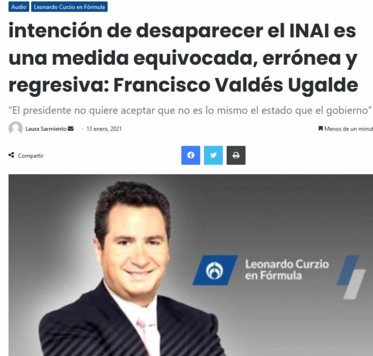 Lee más sobre el artículo Intención de desaparecer el INAI es una medida equivocada, errónea y regresiva: Francisco Valdés Ugalde