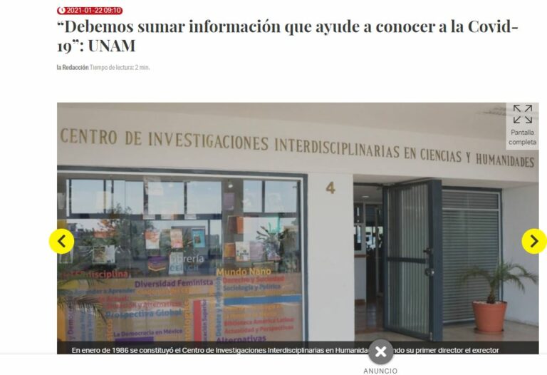 Lee más sobre el artículo “Debemos sumar información que ayude a conocer a la Covid-19”: UNAM