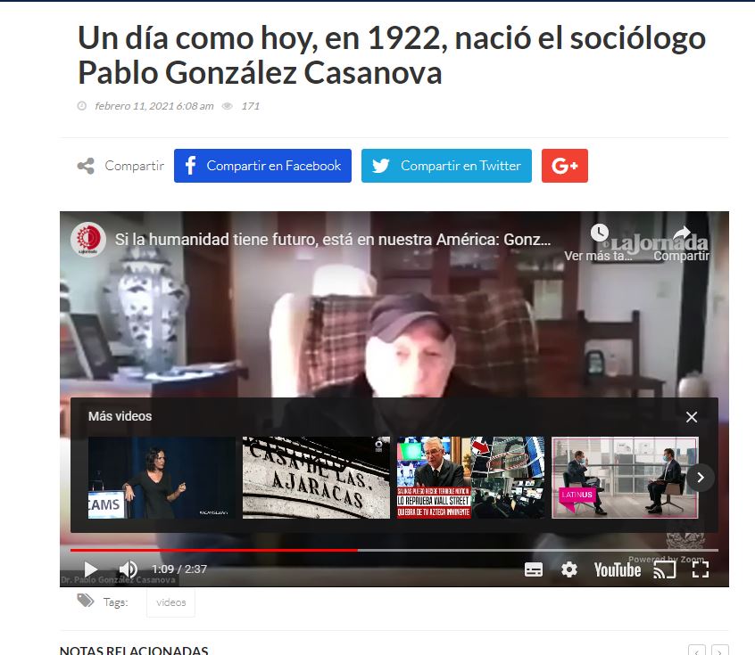 Lee más sobre el artículo Un día como hoy, en 1922, nació el sociólogo Pablo González Casanova