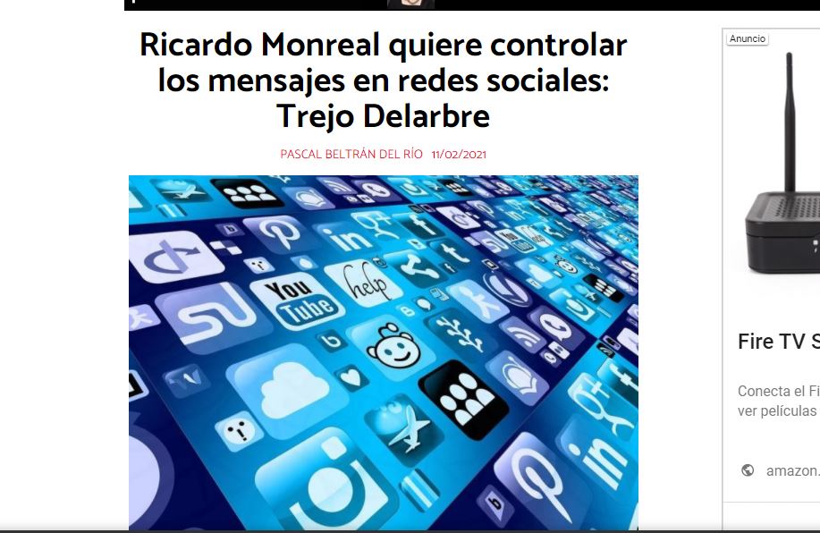 Lee más sobre el artículo Ricardo Monreal quiere controlar los mensajes en redes sociales: Trejo Delarbre