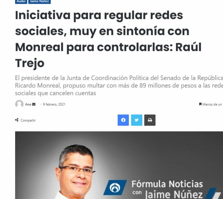 Lee más sobre el artículo Iniciativa para regular redes sociales, muy en sintonía con Monreal para controlarlas: Raúl Trejo